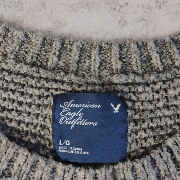 American Eagle Mohair Wool Blend Y2K Sweater Top Womens Large Gray Bella Swan - Picture 6 of 10